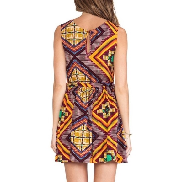 MINKPINK Dress Sleeveless Tassels Multicolor Yellow Red Moroccan Tile Size Small - Picture 4 of 12